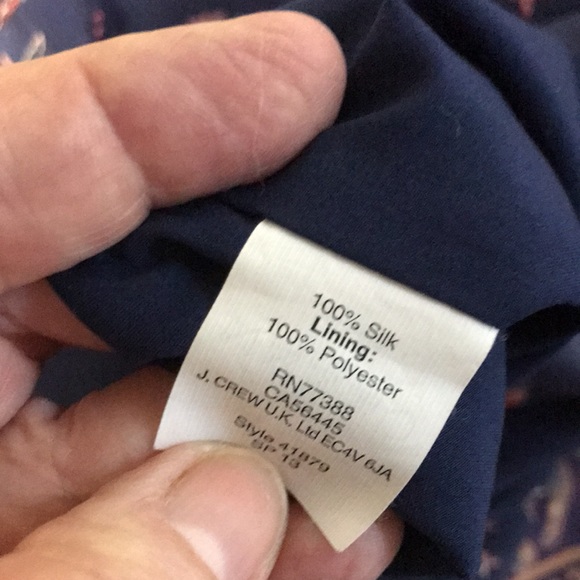 Madewell Silk Dress Size 6 Navy with Abstract Red birds Elastic waist Lined - Picture 11 of 14